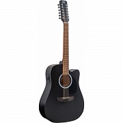 JET JDEC-255/12 BKS - электроакустическая 12-струнная гитара типа ДРЕДНОУТ с вырезом