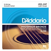 D'ADDARIO EJ38 - струны акустической 12-струнной гитары, 10-47