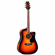 MARTINEZ FAW702CEQ VS - электроакустическая гитара типа ДРЕДНОУТ с вырезом